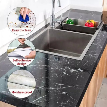 Black Marble Sheet for Kitchen Countertops & Walls