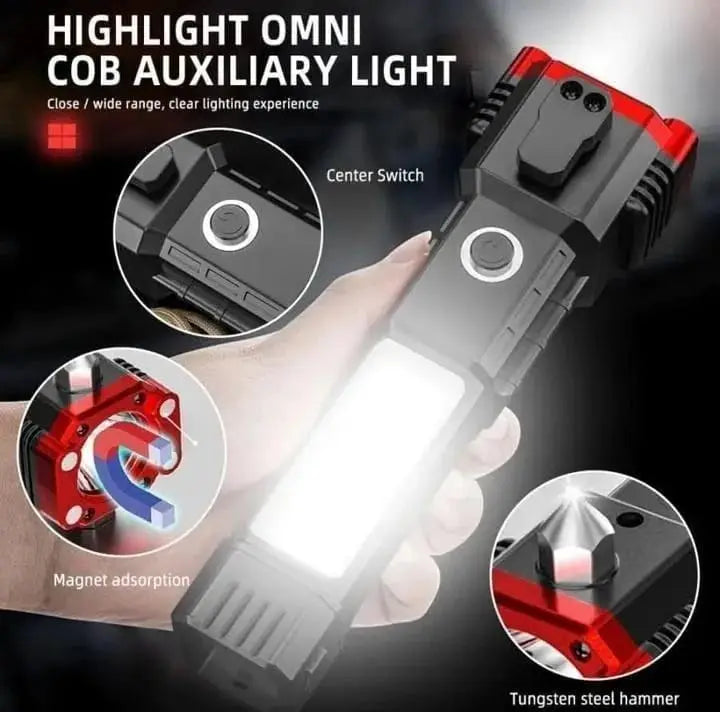 Rechargeable LED Flashlight with Window Hammer Black