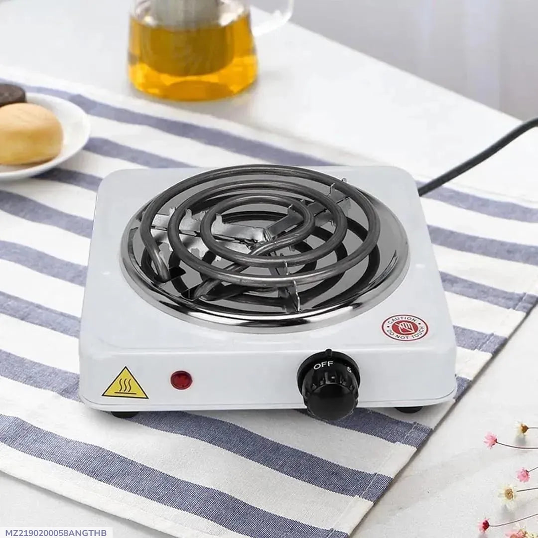Electric Stove 1000W Stainless Steel White Compact