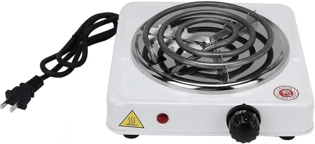 Electric Stove 1000W Stainless Steel White Compact