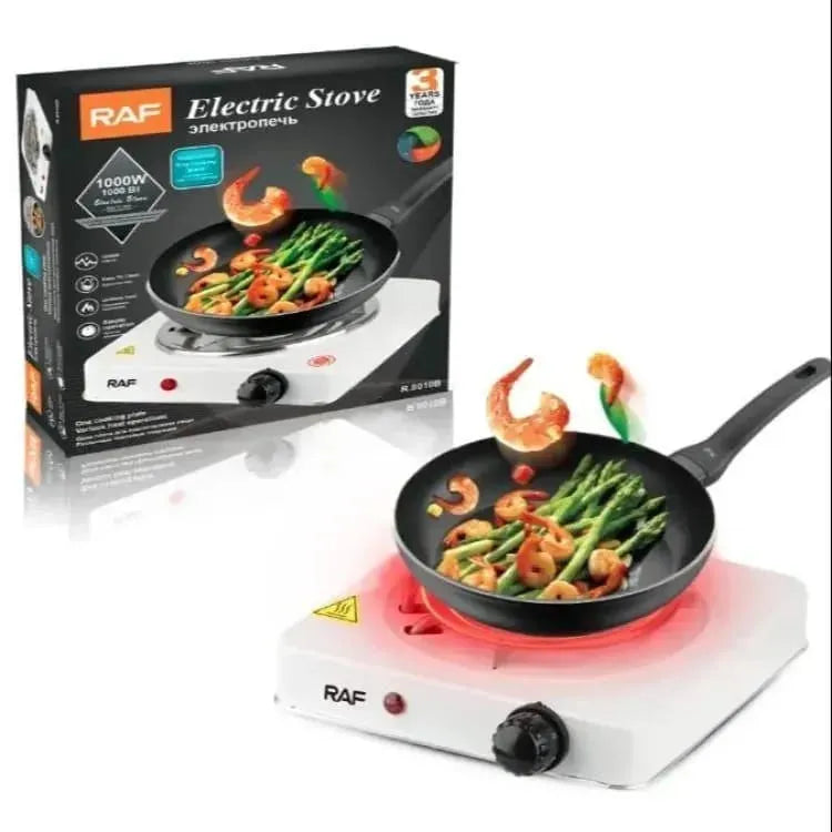 Electric Stove 1000W Stainless Steel White Compact