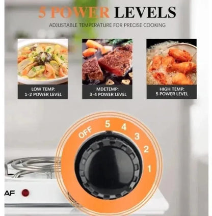 Electric Stove 1000W Stainless Steel White Compact