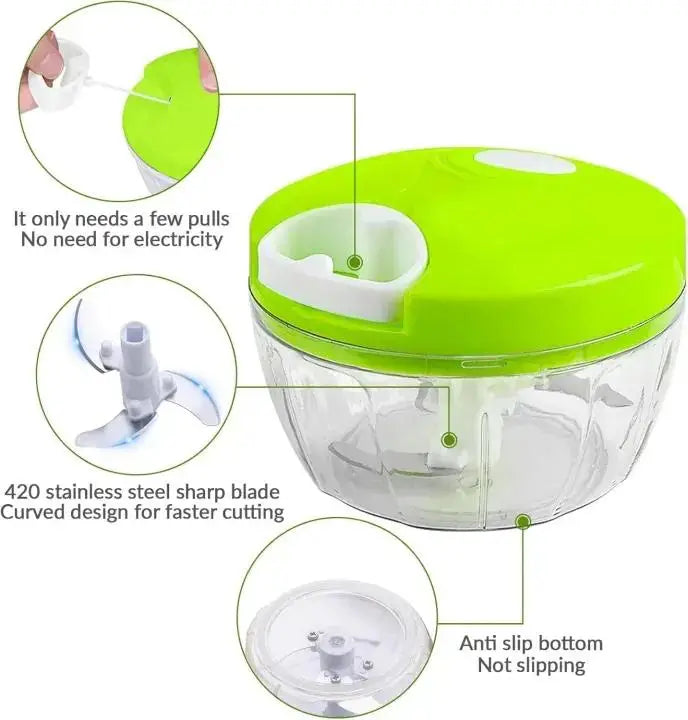 Spin Chopper 300ml ABS Plastic Multicolor Kitchen Essential