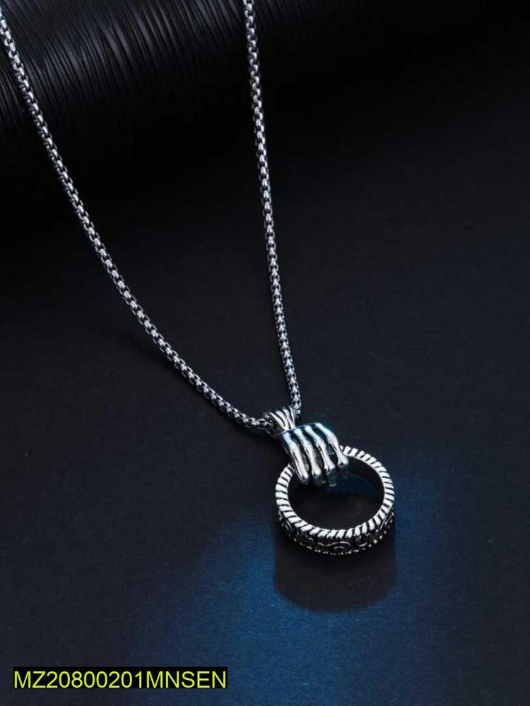 Ring Pendant Necklace for Women, Adjustable Chain, Alloy Material