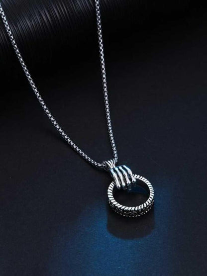 Ring Pendant Necklace for Women, Adjustable Chain, Alloy Material
