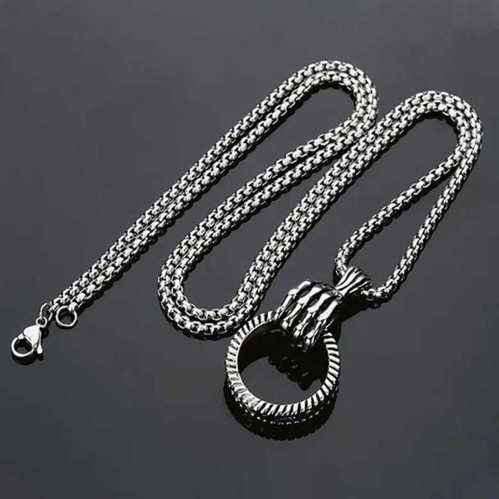 Ring Pendant Necklace for Women, Adjustable Chain, Alloy Material