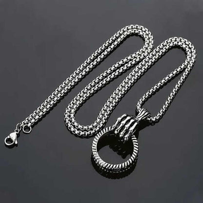 Ring Pendant Necklace for Women, Adjustable Chain, Alloy Material