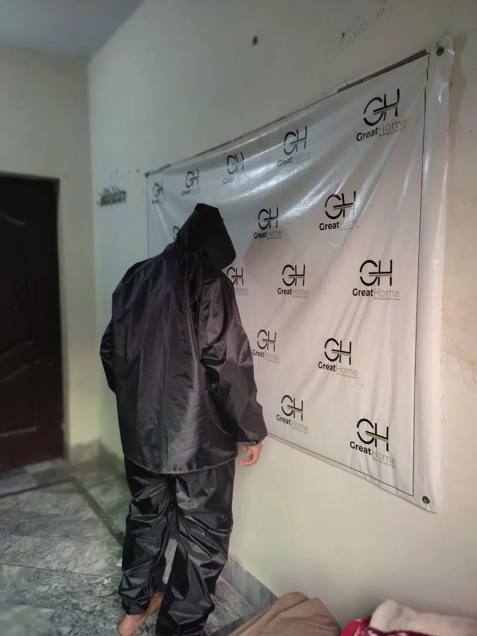 Waterproof Rain Suit with Shoe Cover Black 60"