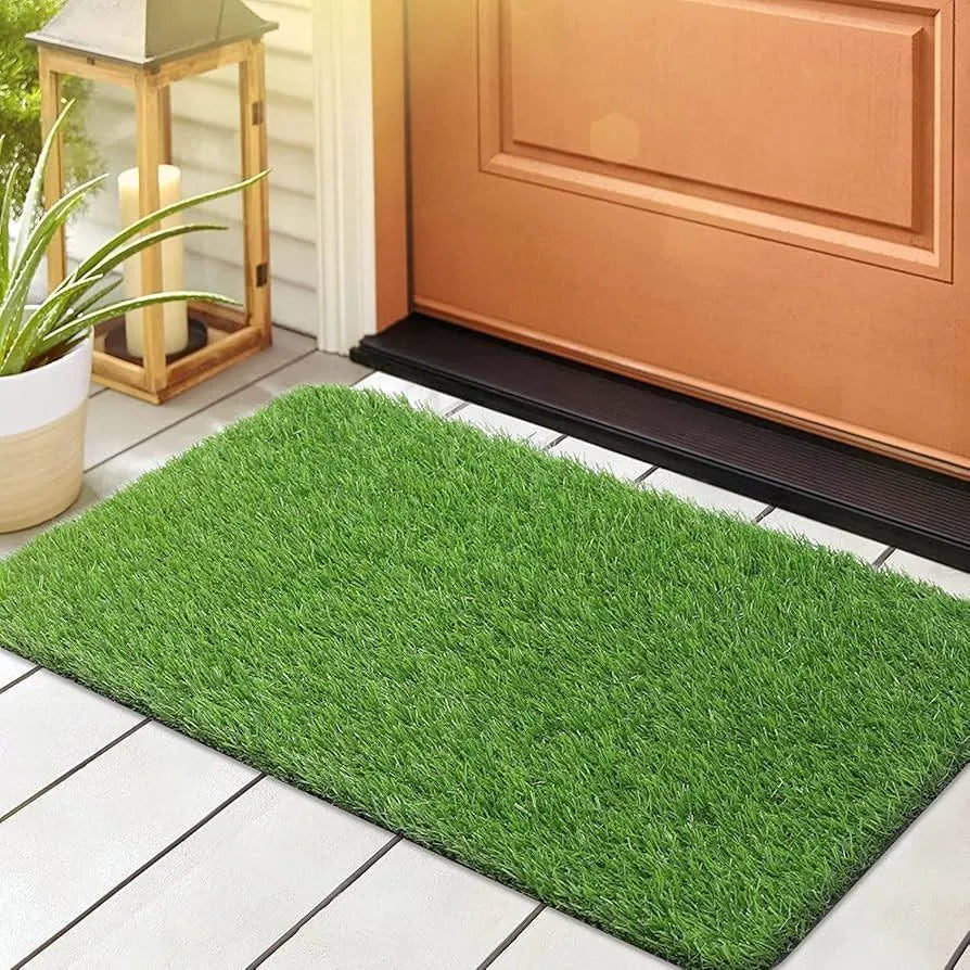 Green Grass Door Mat Non-Slip Indoor Outdoor