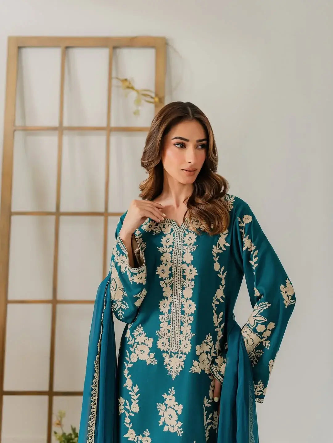 Stunning 3 Pcs Women's Stitched Suit with Embroidered Pattern