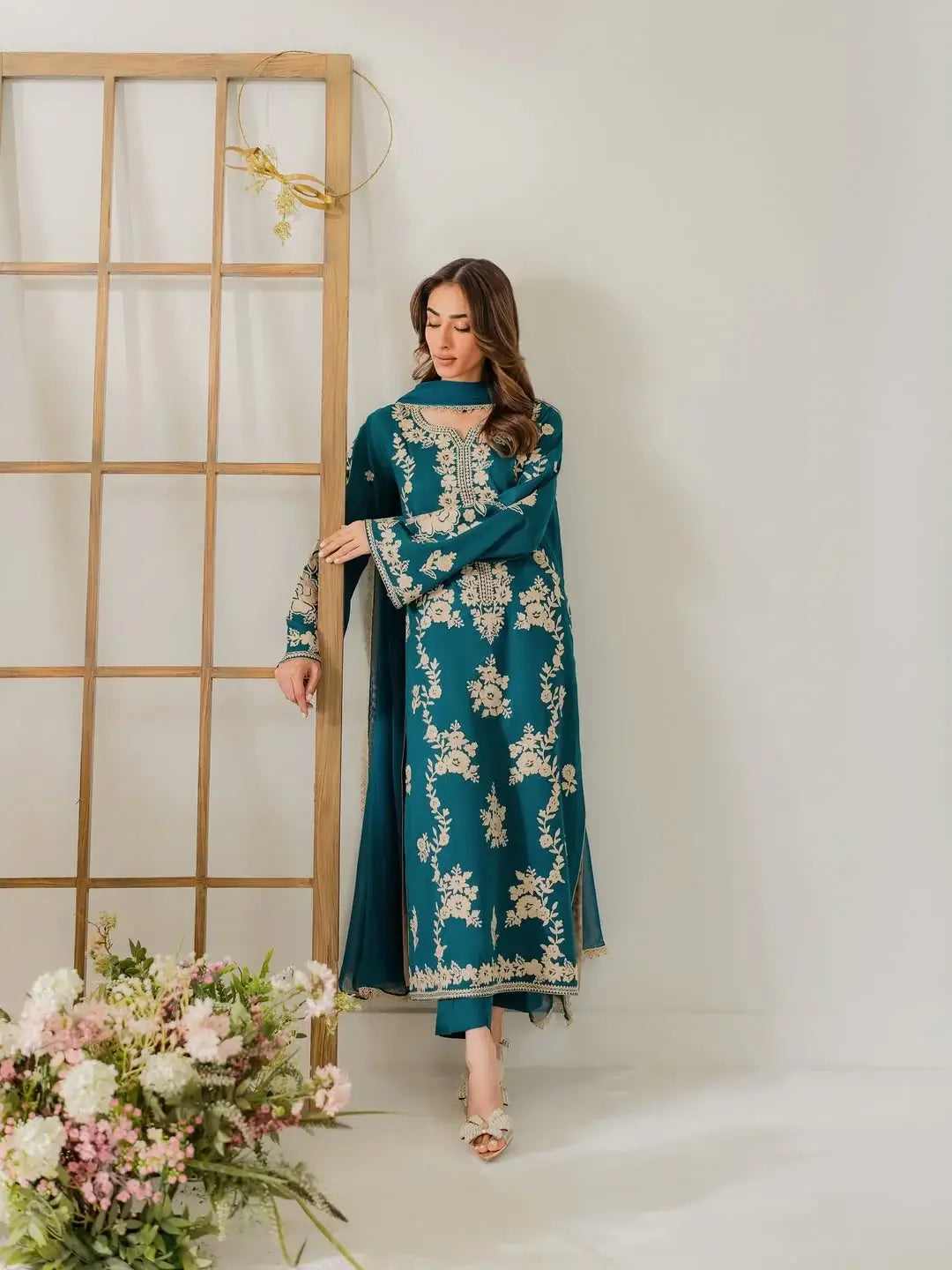 Stunning 3 Pcs Women's Stitched Suit with Embroidered Pattern