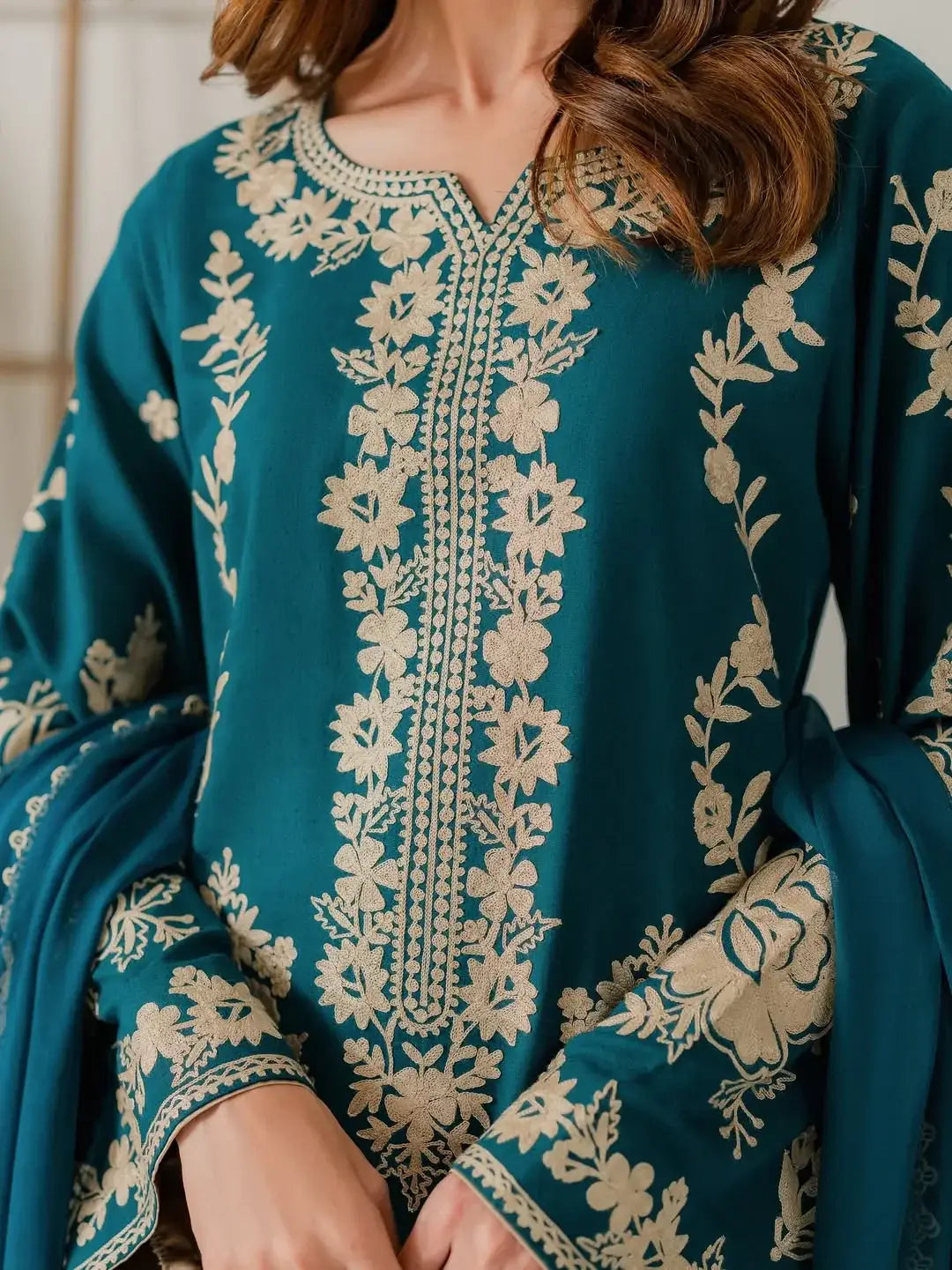 Stunning 3 Pcs Women's Stitched Suit with Embroidered Pattern