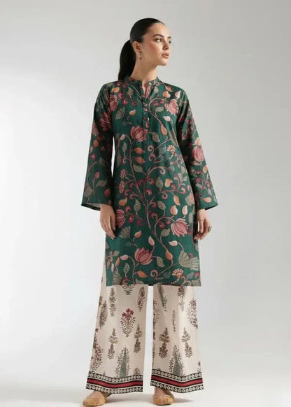 Green Printed Lawn Shirt and Trouser Set - 2 Pcs