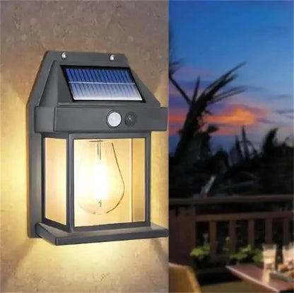 Solar Sensor Wall Lamp Black ABS Outdoor