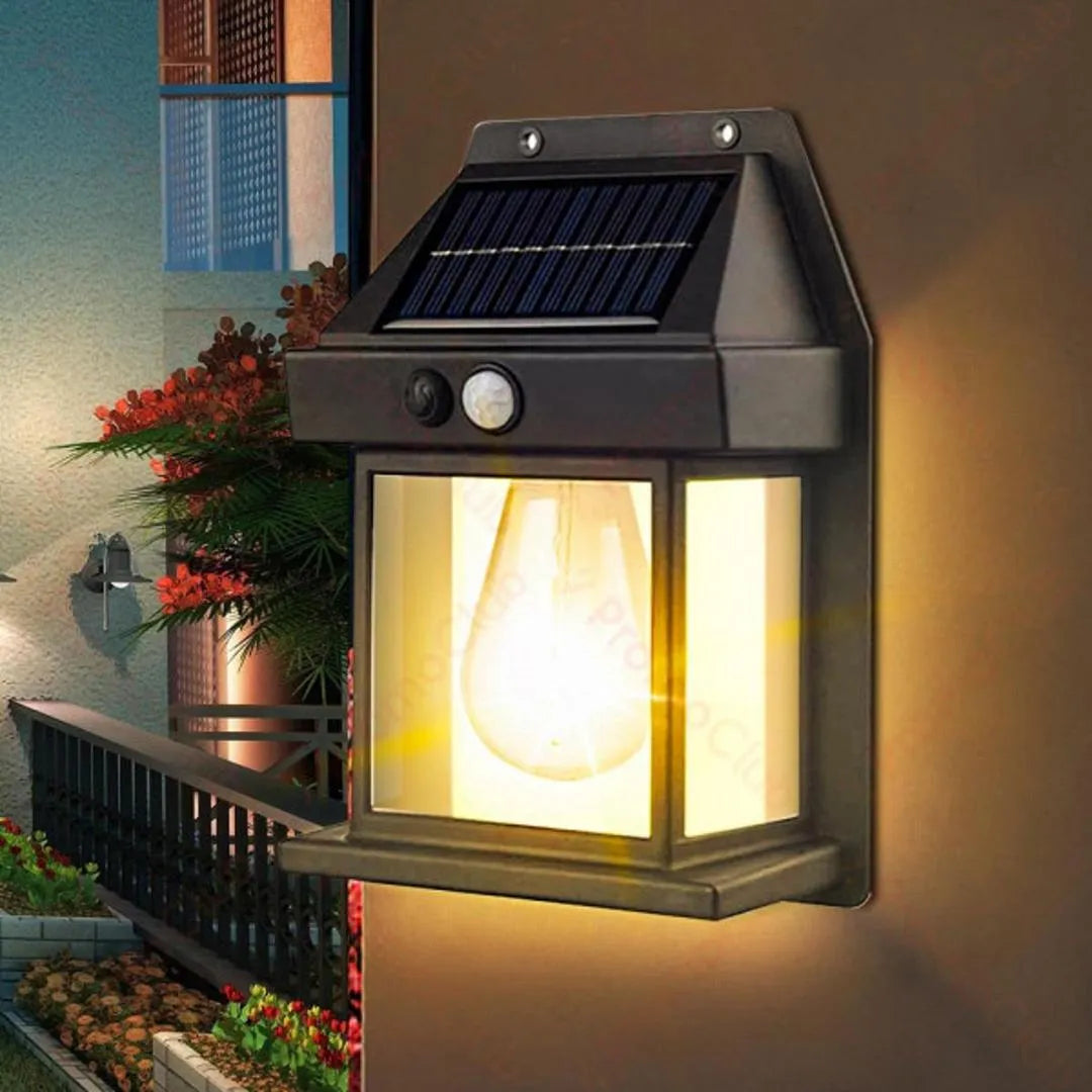 Solar Sensor Wall Lamp Black ABS Outdoor