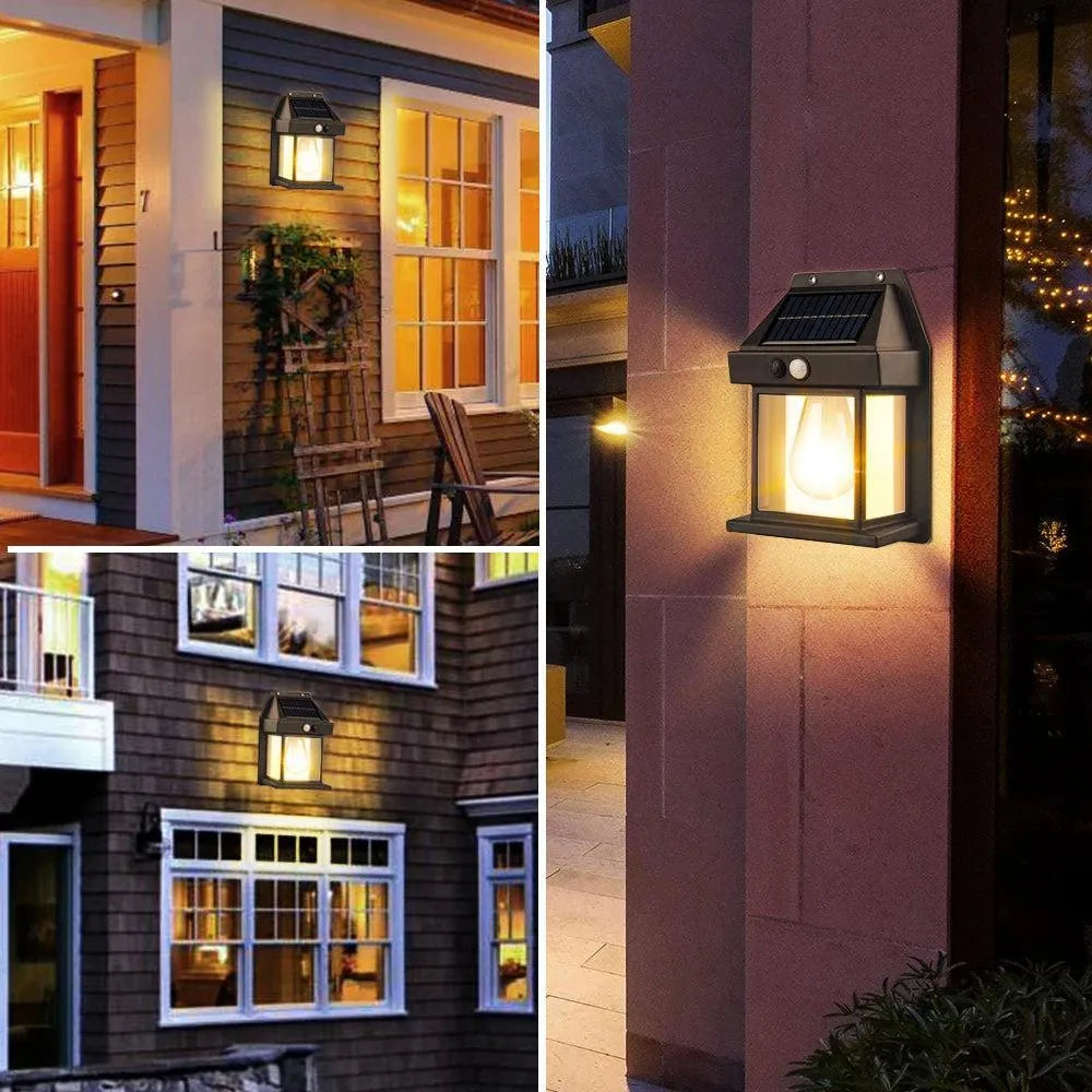 Solar Sensor Wall Lamp Black ABS Outdoor
