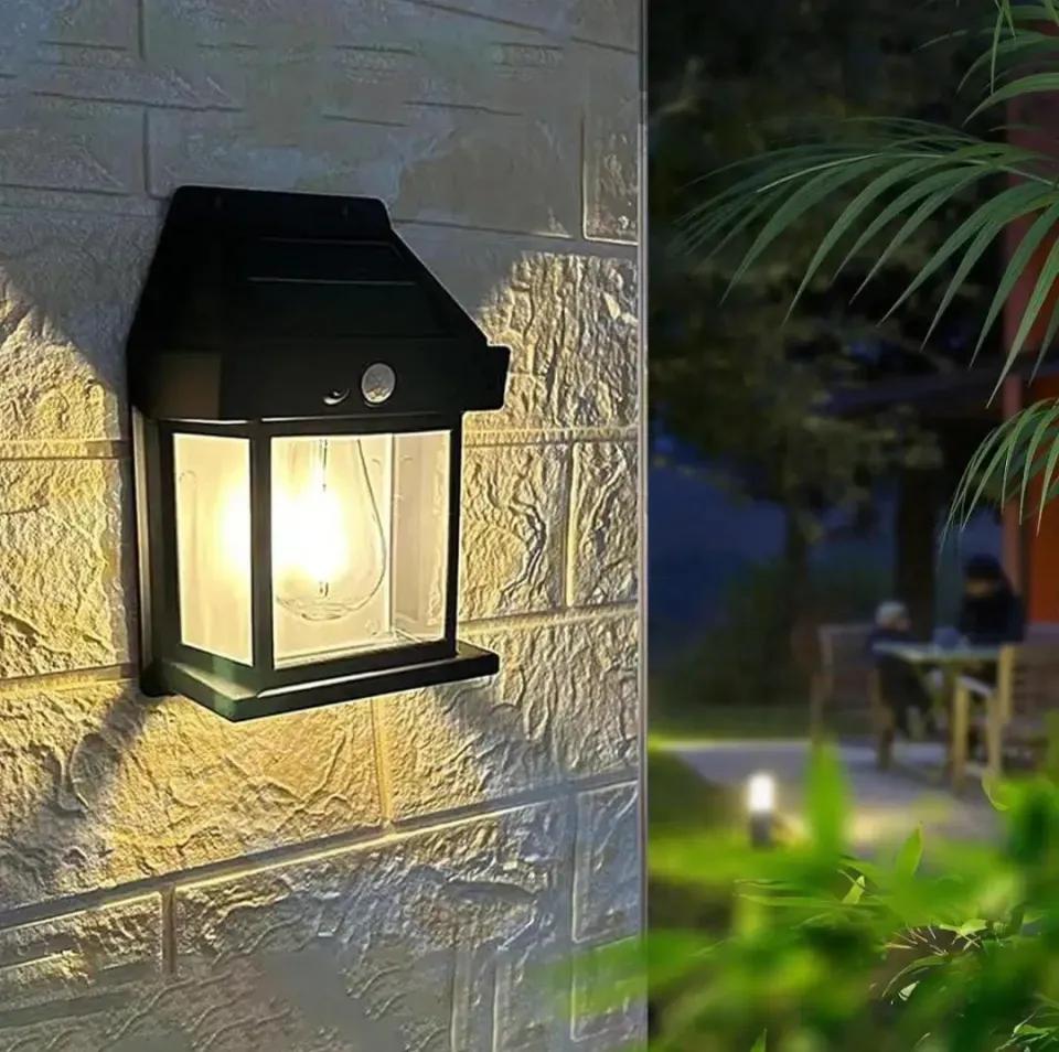 Solar Sensor Wall Lamp Black ABS Outdoor