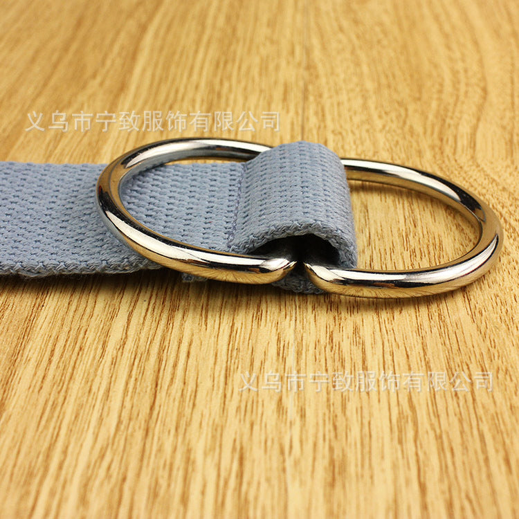 Black Canvas Belt with Silver Double Ring Buckle