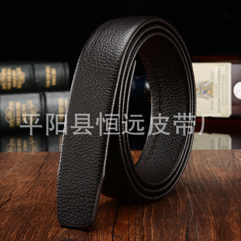 Men's Black Double Layer Cowhide Automatic Belt