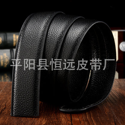 Men's Black Double Layer Cowhide Automatic Belt