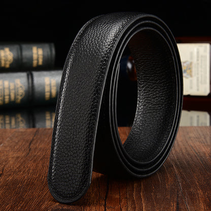 Men's Black Double Layer Cowhide Automatic Belt
