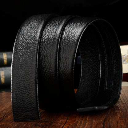 Men's Black Double Layer Cowhide Automatic Belt