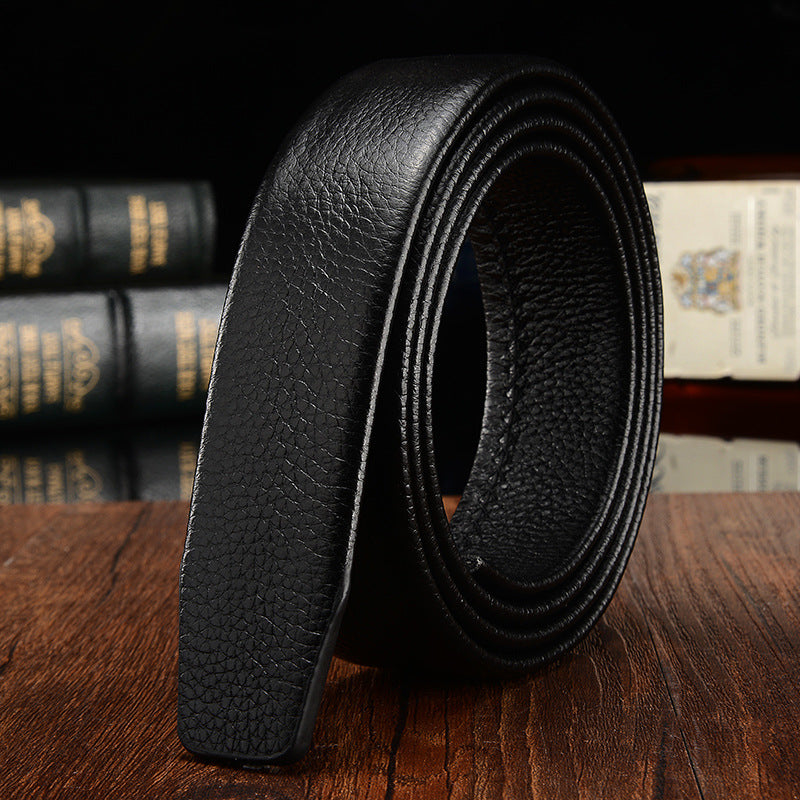 Men's Black Double Layer Cowhide Automatic Belt