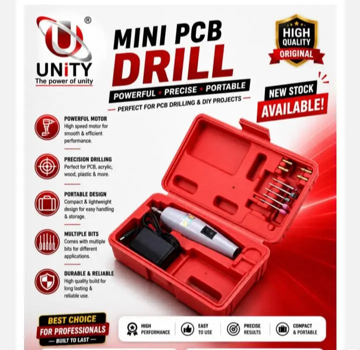 Unity PCB Mini Electric Drill Machine Kit | Multifunction Rotary Grinder Polishing Sanding Tool Set With Adapter