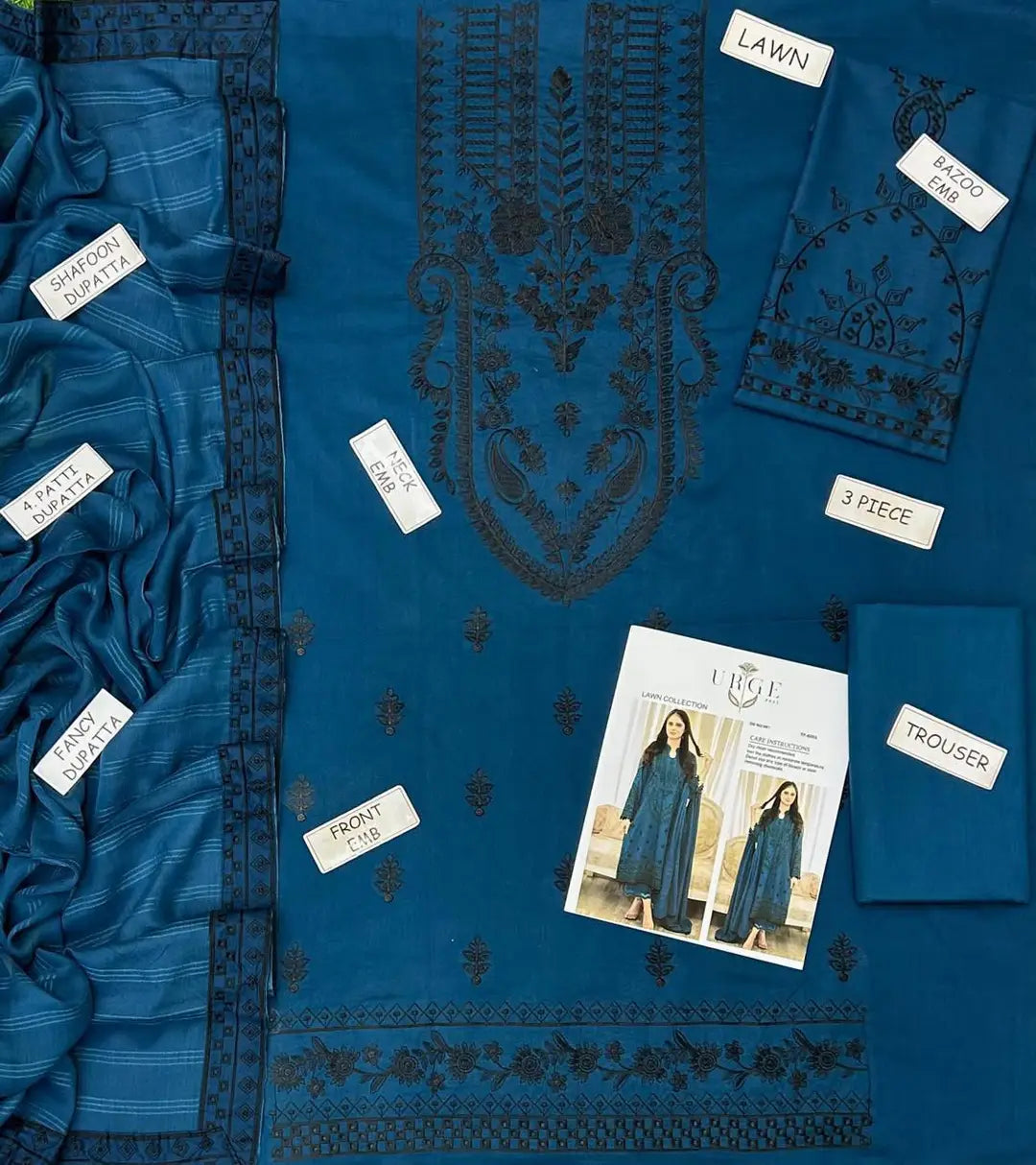 3 Pcs Women's Unstitched Embroidered Suit