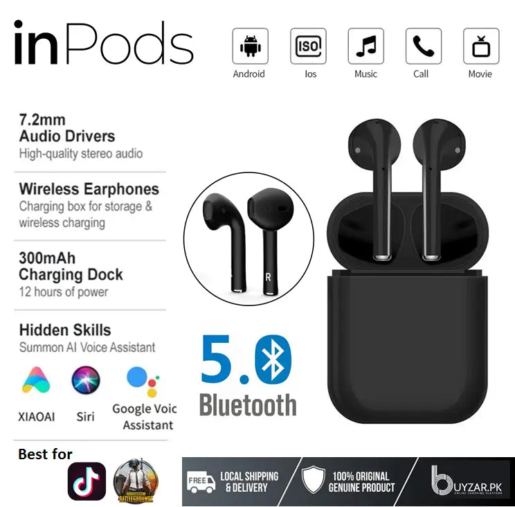 Black Long-Lasting Battery With Fast Charge 1 Earbuds