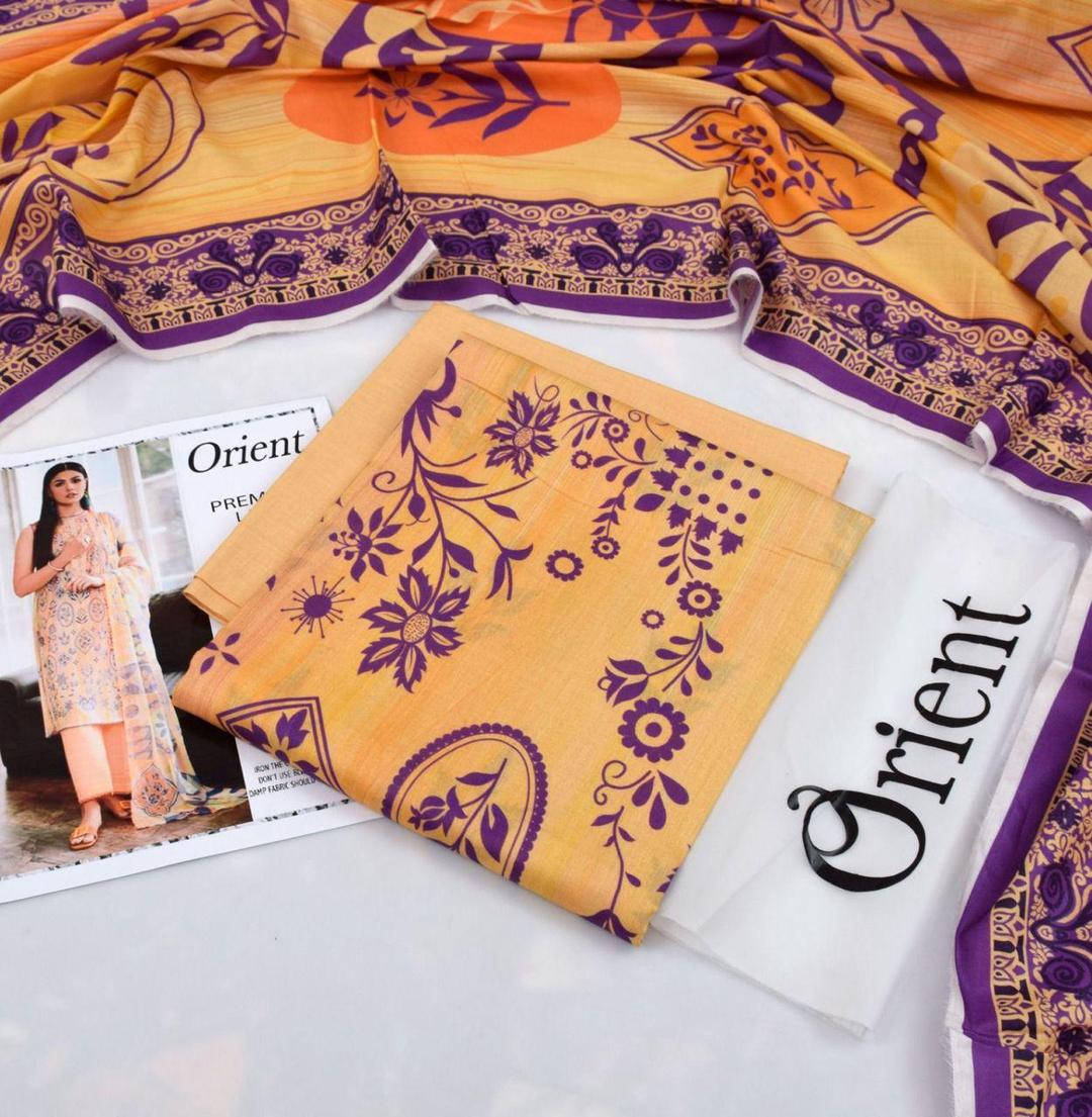Premium Lawn Suit Set Mustard Printed 3-Piece Pakistan