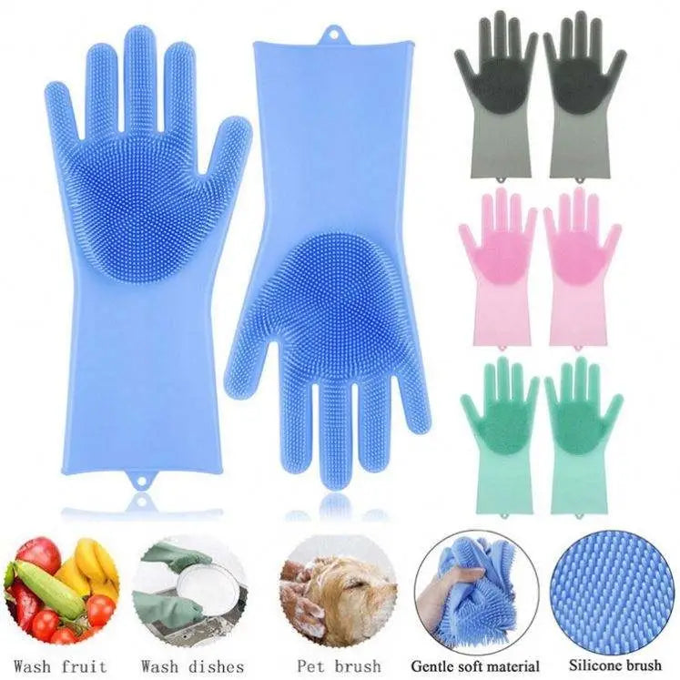Multicolor Silicone Kitchen Gloves - 2 Pcs for Enhanced Cooking Safety