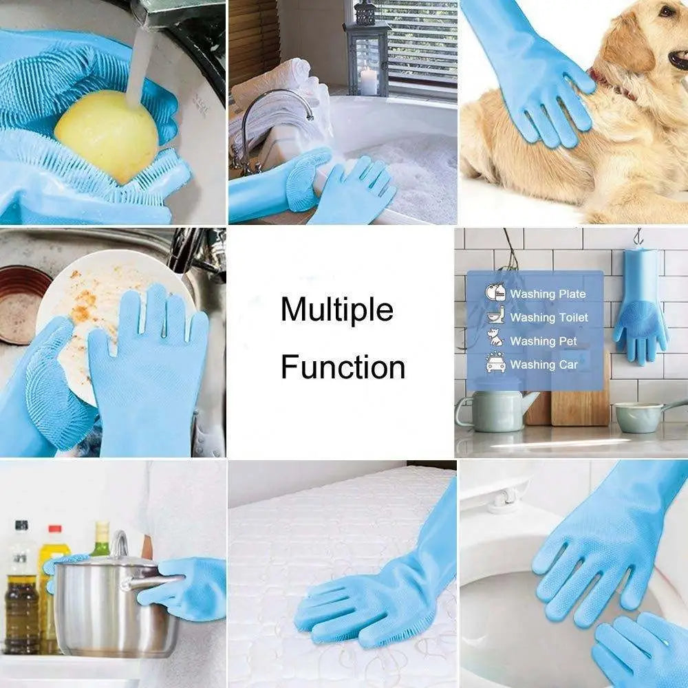 Multicolor Silicone Kitchen Gloves - 2 Pcs for Enhanced Cooking Safety