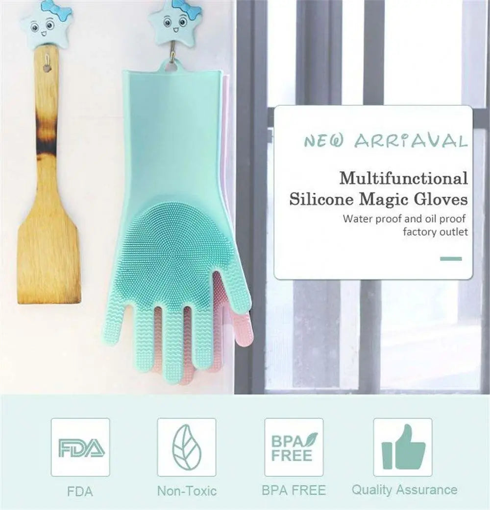 Multicolor Silicone Kitchen Gloves - 2 Pcs for Enhanced Cooking Safety