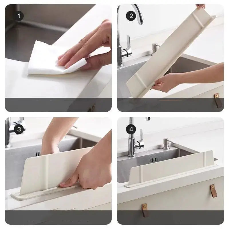 Kitchen Sink Splash Guard Self Adhesive Water Stopper Strip Silicone Sink Guard Bathroom Wash Basin Water Barrier Kitchen Accessories