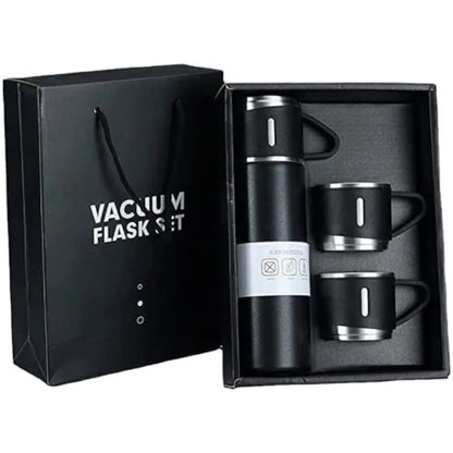 3 Cup 500ML Double-Layer Stainless Steel Vacuum Flask Set | Hot & Cold | Travel Thermos | RANDOM COLOR