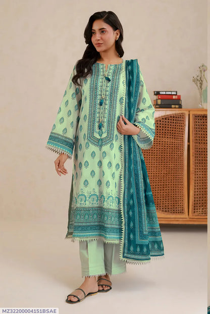 3 Pcs Women's Unstitched Printed Suit