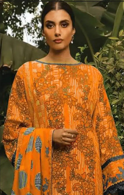 3 Pcs Women's Unstitched Printed Suit