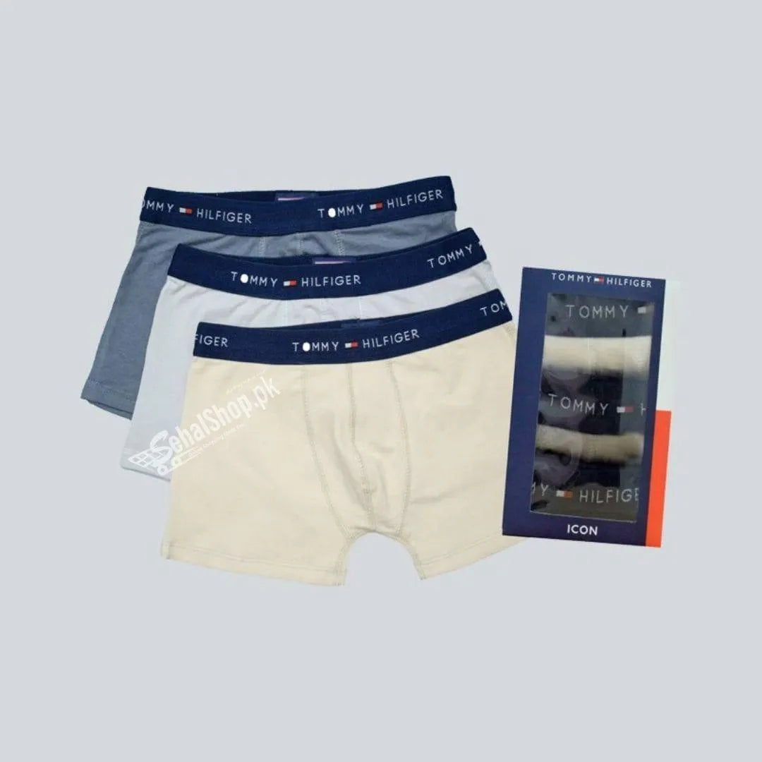 Tommy Hilfiger Cotton Boxers 3-Pack Beige Grey Blue