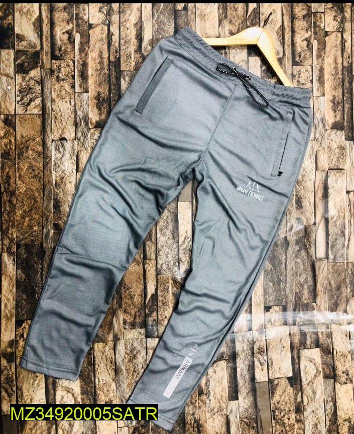 Men Grey Micro Polyester Embroidered Trouser XL