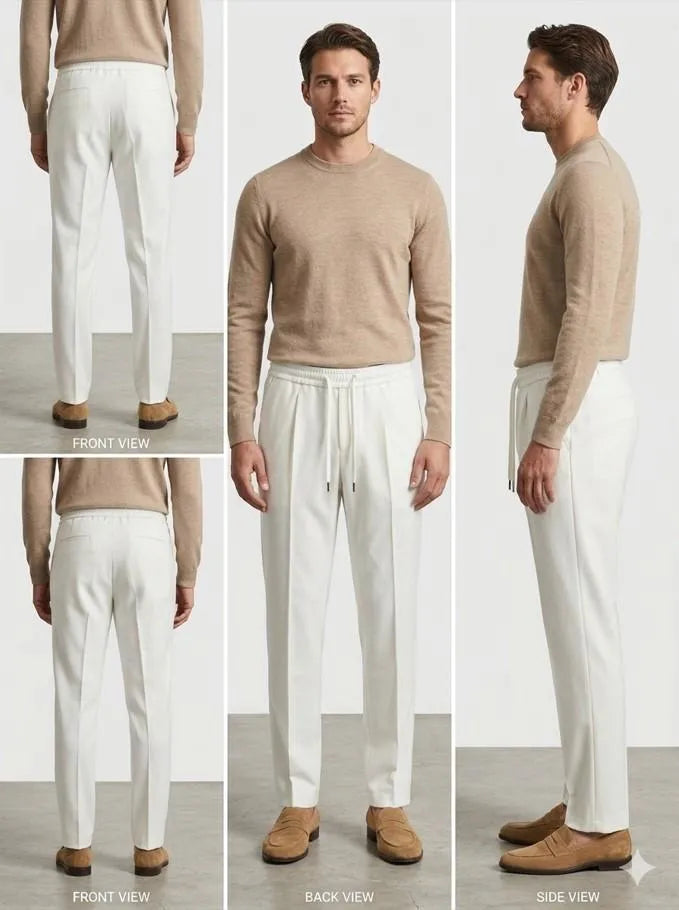 White Loose Fit Pants for Men Casual Wear