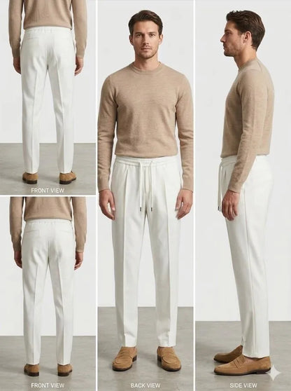 White Loose Fit Pants for Men Casual Wear