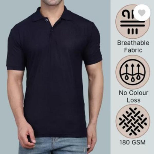 Men's Black Slim Fit Cotton Polo Shirt 180GSM
