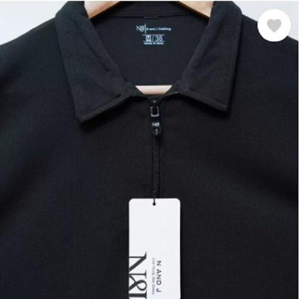 Black Cotton Polo Shirt for Men Summer Casual Wear