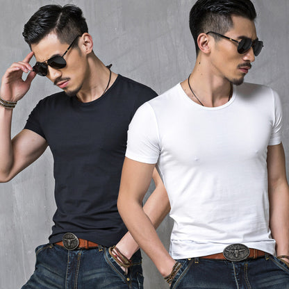 Men's Premium Cotton T-Shirt Summer White Black