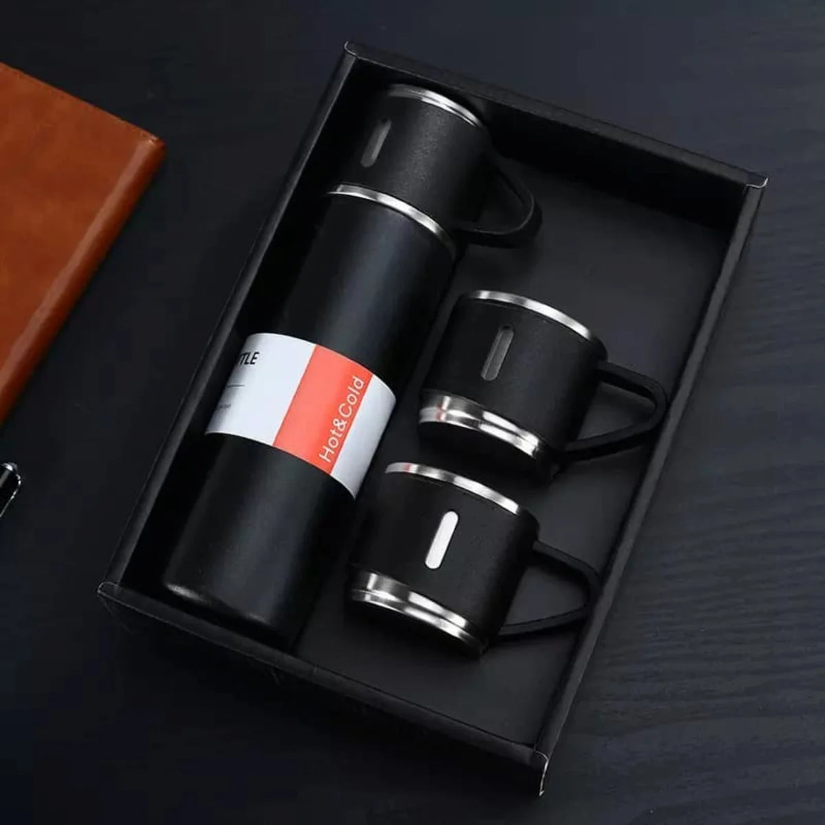 3 Cup 500ML Double-Layer Stainless Steel Vacuum Flask Set | Hot & Cold | Travel Thermos | RANDOM COLOR