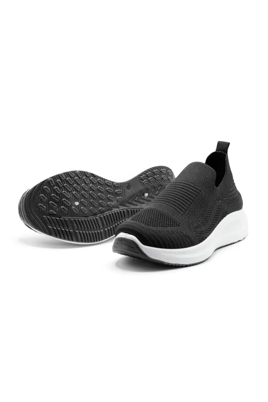 Men's Black Slip-On Walking Sneakers Breathable Comfortable