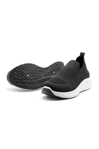Men's Black Slip-On Walking Sneakers Breathable Comfortable