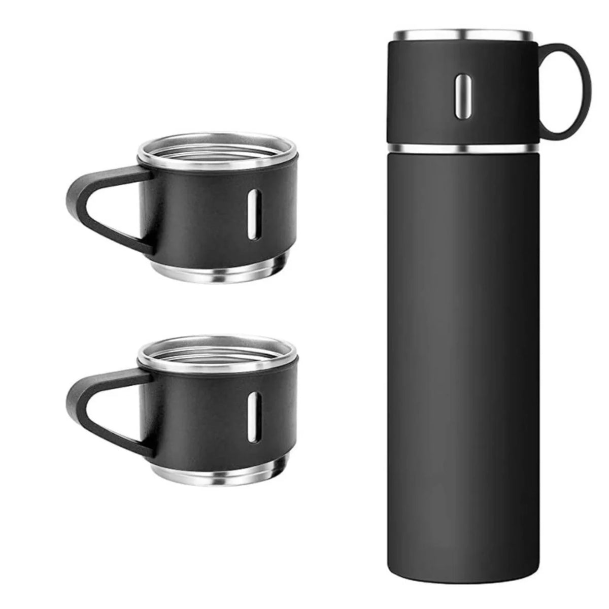 3 Cup 500ML Double-Layer Stainless Steel Vacuum Flask Set | Hot & Cold | Travel Thermos | RANDOM COLOR