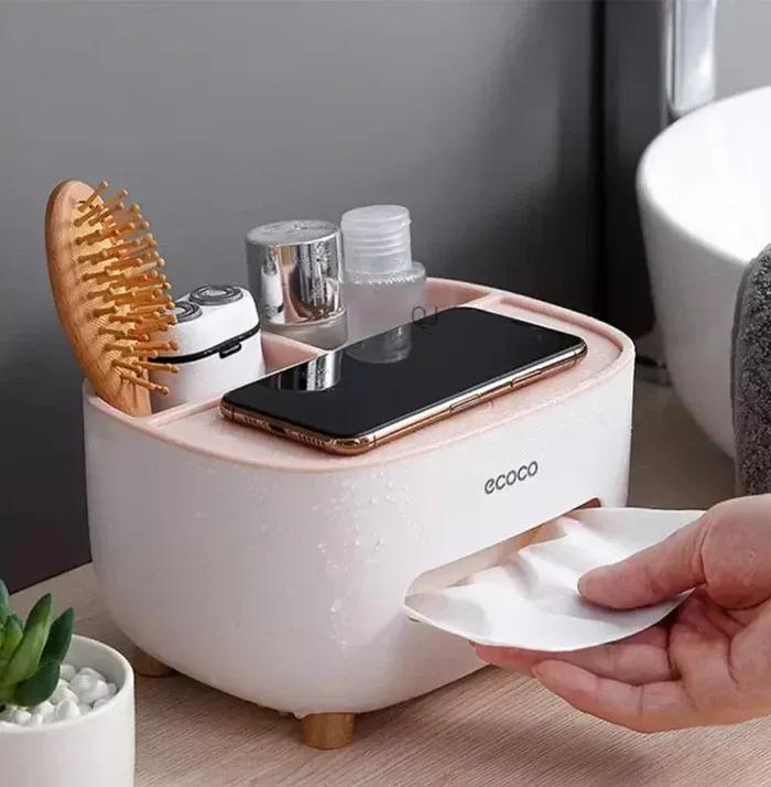 White ABS Plastic Tissue Box 21x16x12cm